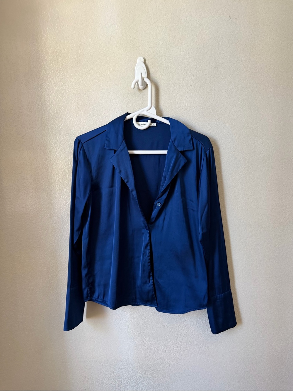 Abercrombie & Fitch Deep Blue Satin Button-Down Shirt